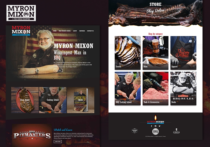 <p>Myron Mixon website design and development project screenshots</p>