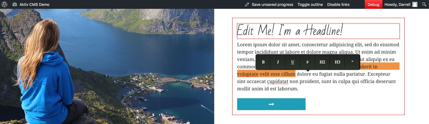 Example of Inline Editing in Wordpress